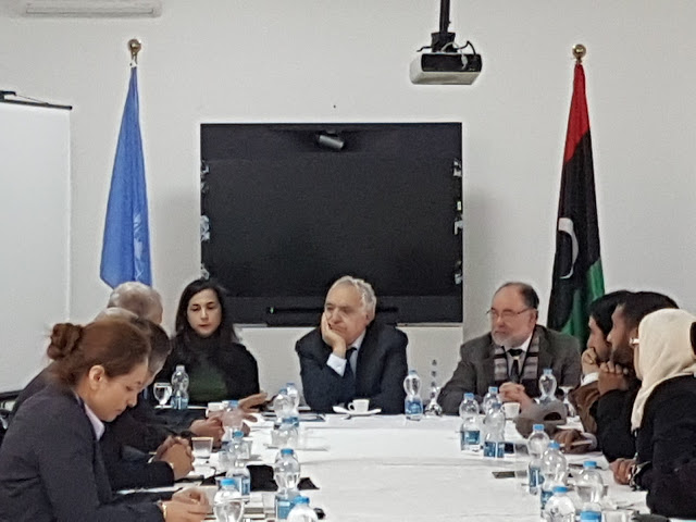 لقاء يجمع ممثل الأمم المتحدة غسان سلامة مع وفد من الحراك الوطني نعم ليبيا - أ.د. أحتيوش فرج أحتيوش