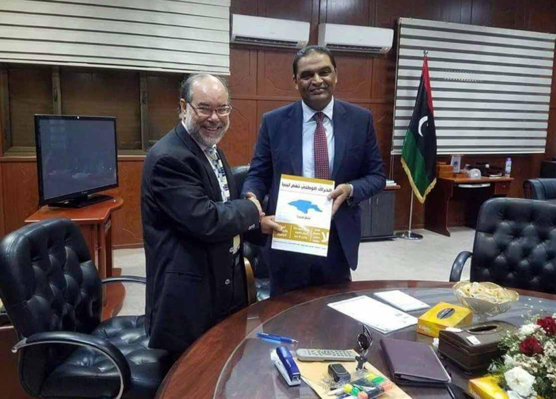 Visit of Professor Doctor Ehtuish Farag Ehtuish Chairman of the Board of Directors of the Yes Libya National Movement to Mr. Mohamed Abdul Wahid Maloum Al - Barasi Minister of Justice Commissioner of the Accord Government